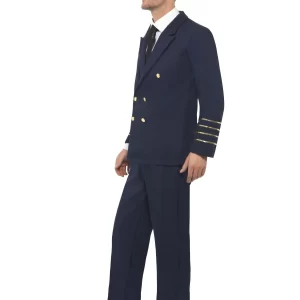 Men's Airline Captain Costume Set – Hat, Tie & Aviator Glasses, Fancy Dress, UK-Made