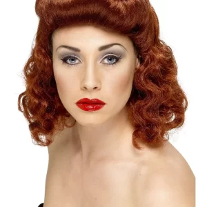1940's Pin Up Girl Auburn Wig - Image 2