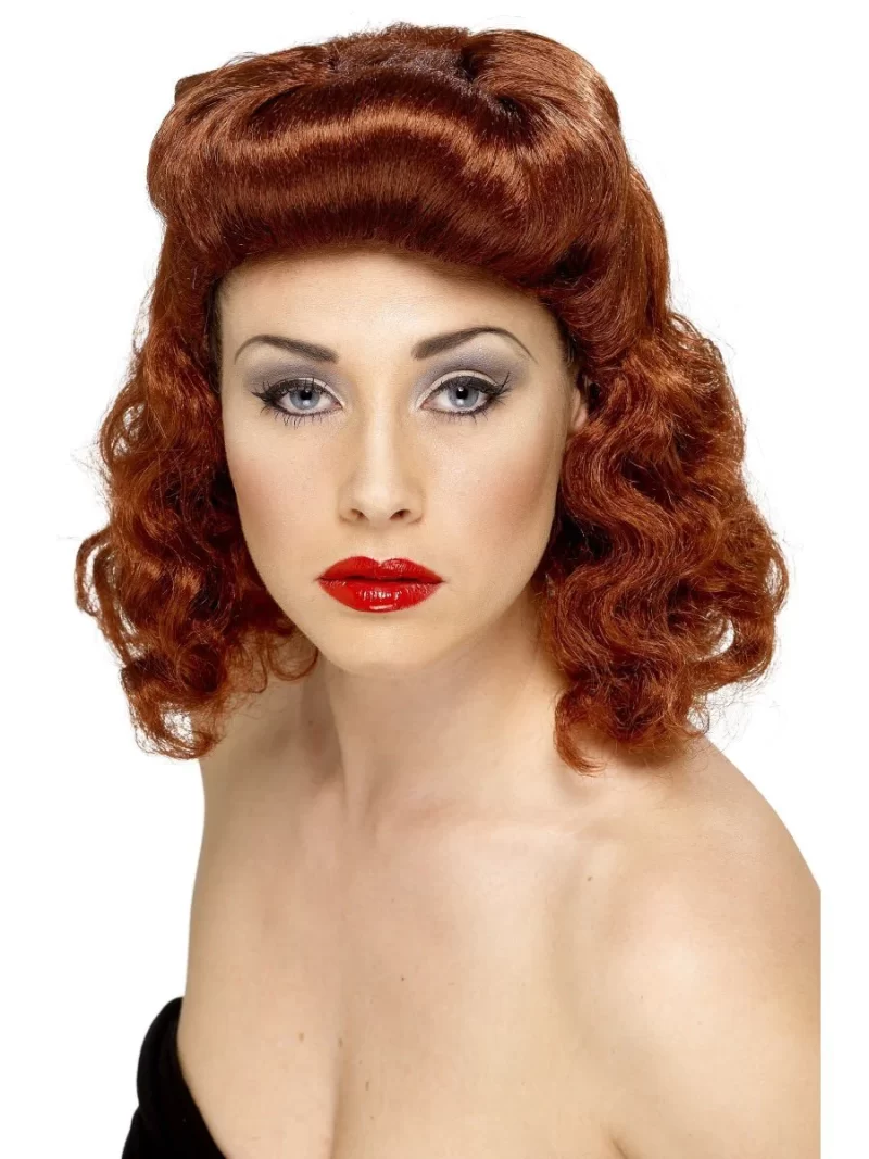1940's Pin Up Girl Auburn Wig - Image 2