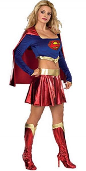 Supergirl 2 Piece Super Hero Ladies Fancy Dress Costume