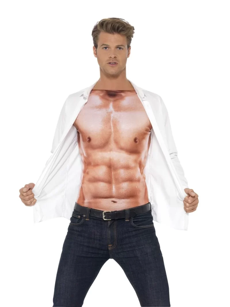 Realistic Muscle Top Men's Fancy Dress Costume - Image 2