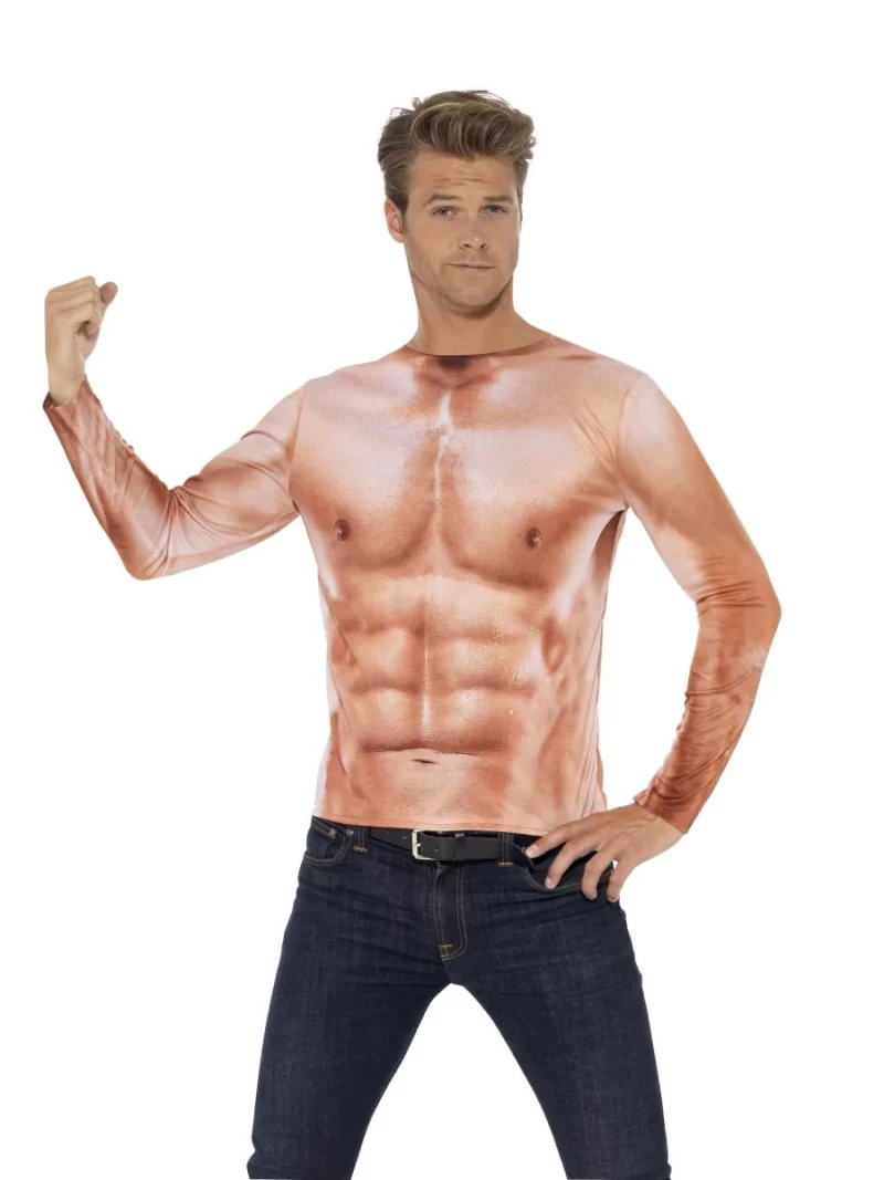 Realistic Muscle Top Men's Fancy Dress Costume