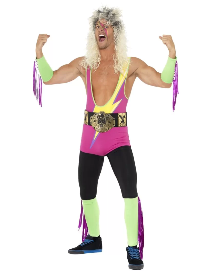Retro Wrestler Men's Fancy Dress Costume - Image 2
