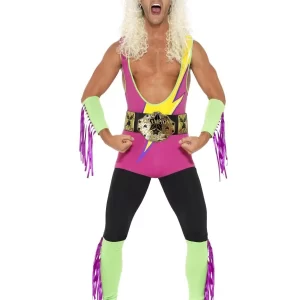 Retro Wrestler Men's Fancy Dress Costume