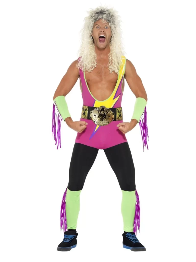 Retro Wrestler Men's Fancy Dress Costume