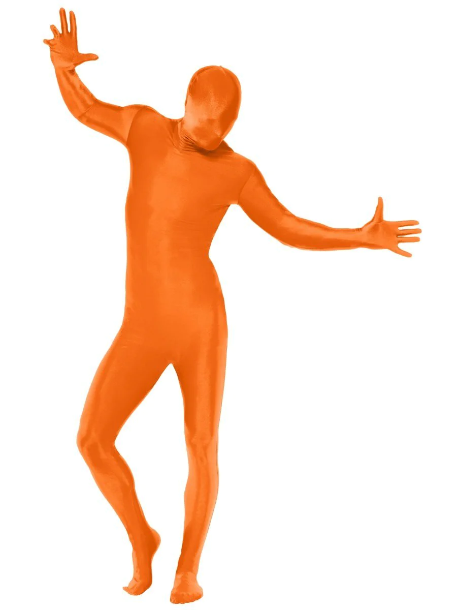 Second Skin Orange Bodysuit Fancy Dress Costume