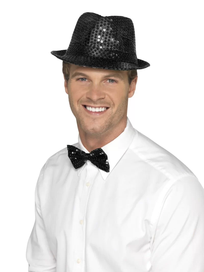 Sequin Trilby Hat Black