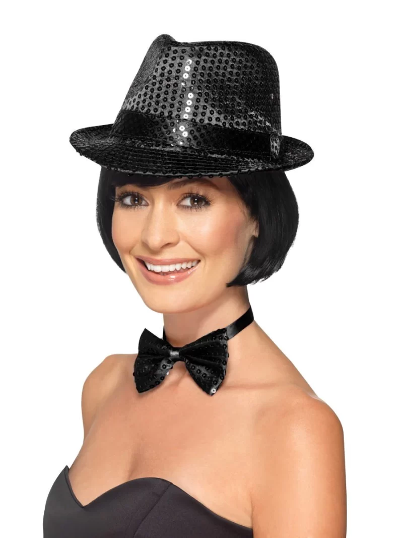 Sequin Trilby Hat Black - Image 2