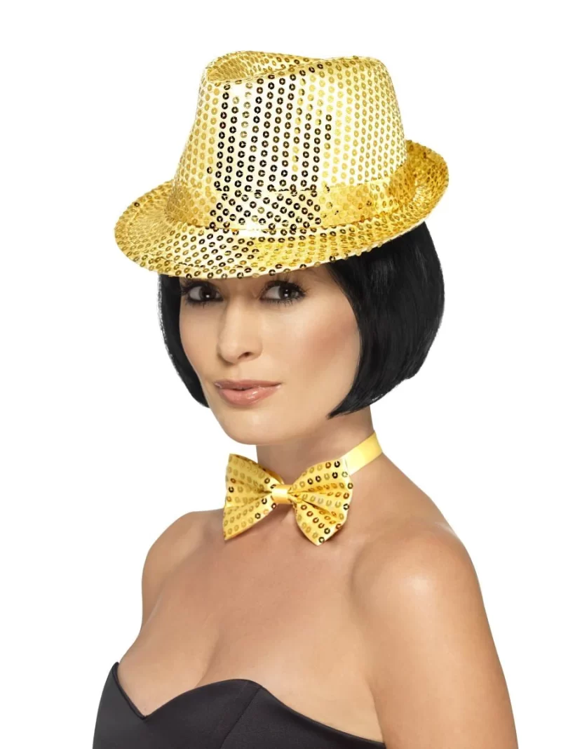 Sequin Trilby Hat Gold