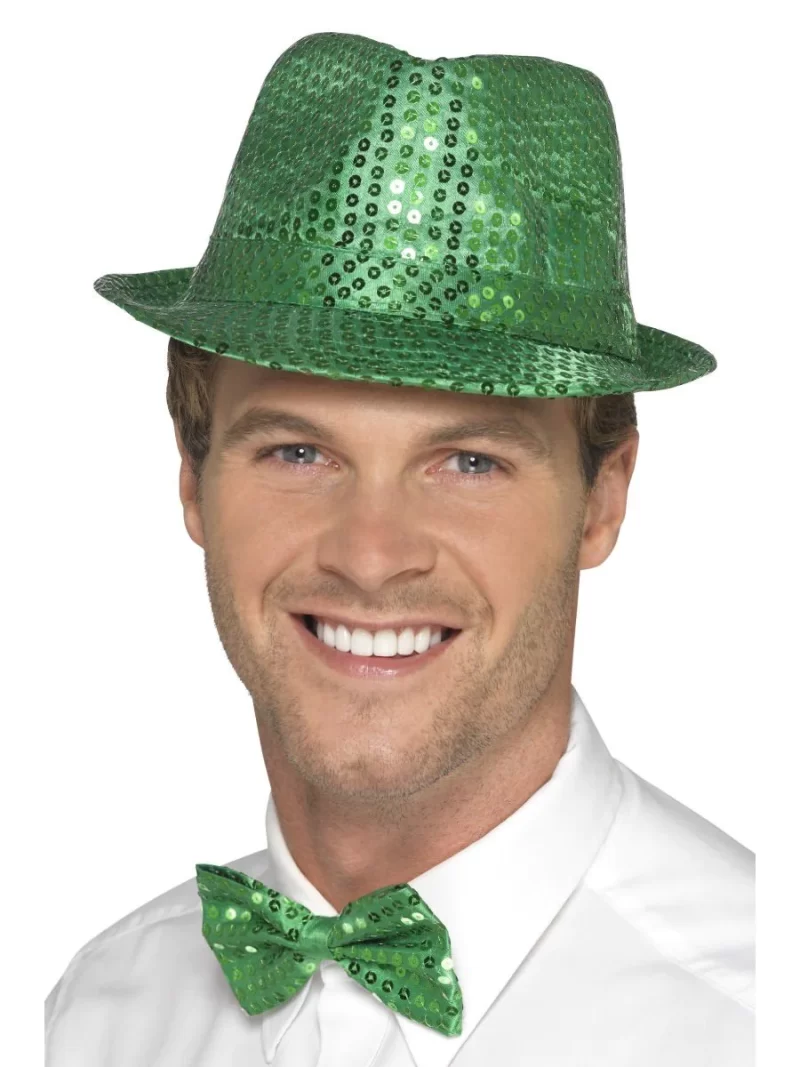 Sequin Trilby Hat Green - Image 2