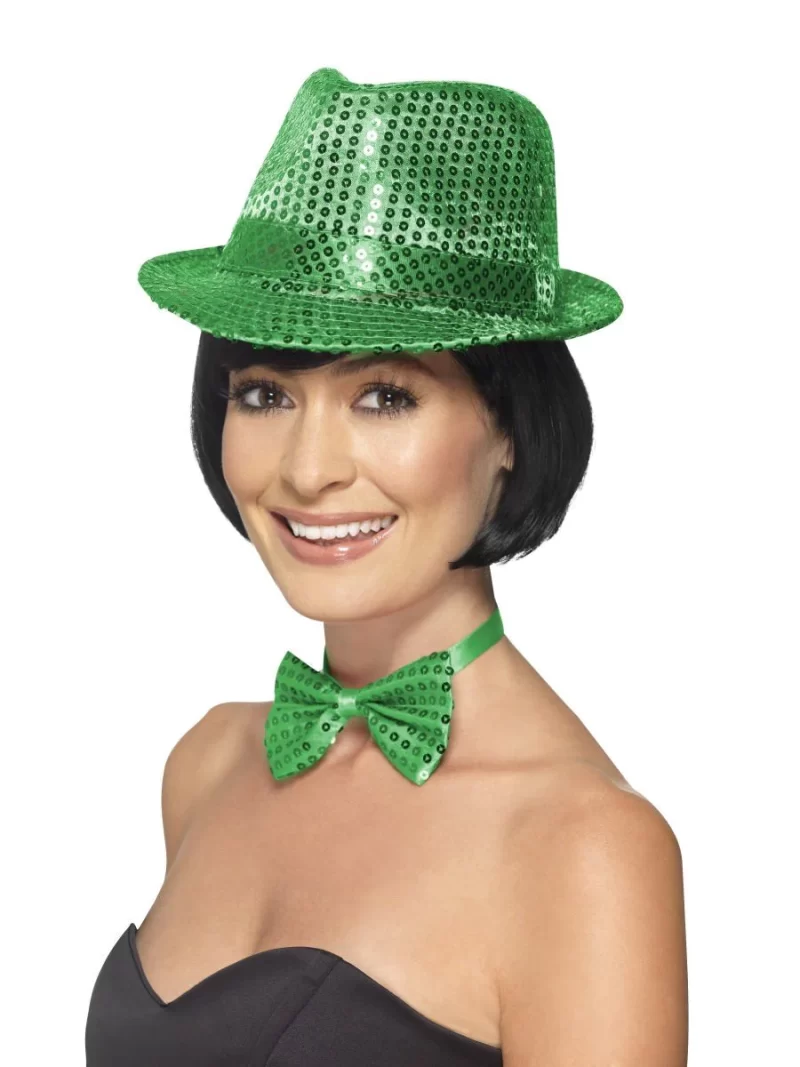 Sequin Trilby Hat Green