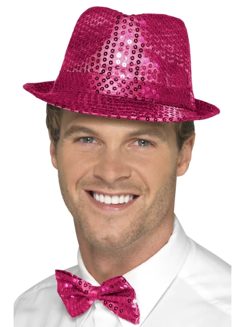 Sequin Trilby Hat Pink - Image 2