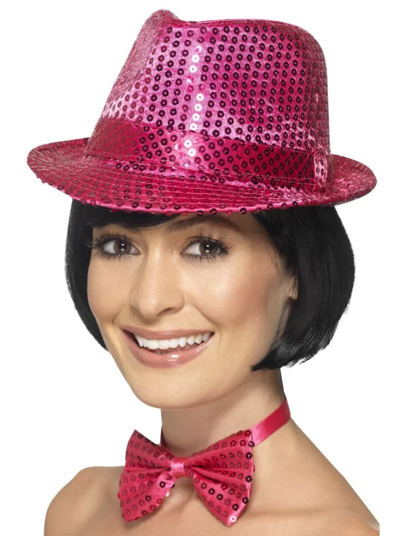 Sequin Trilby Hat Pink