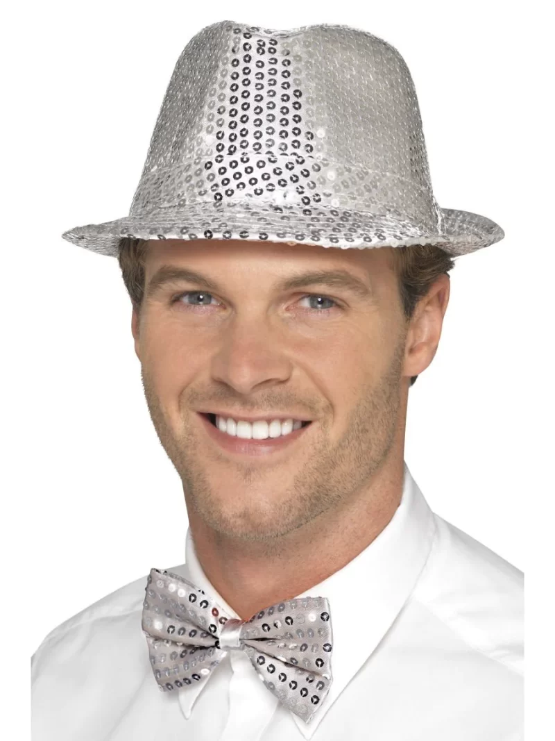 Sequin Trilby Hat Silver - Image 2