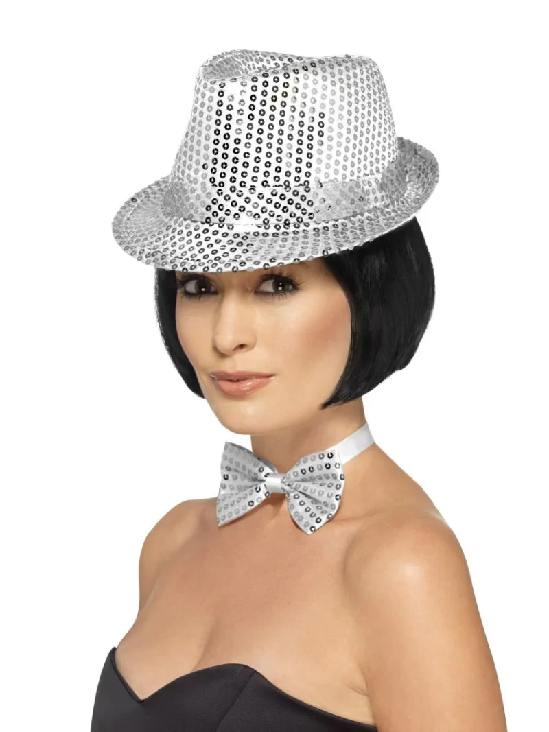Sequin Trilby Hat Silver