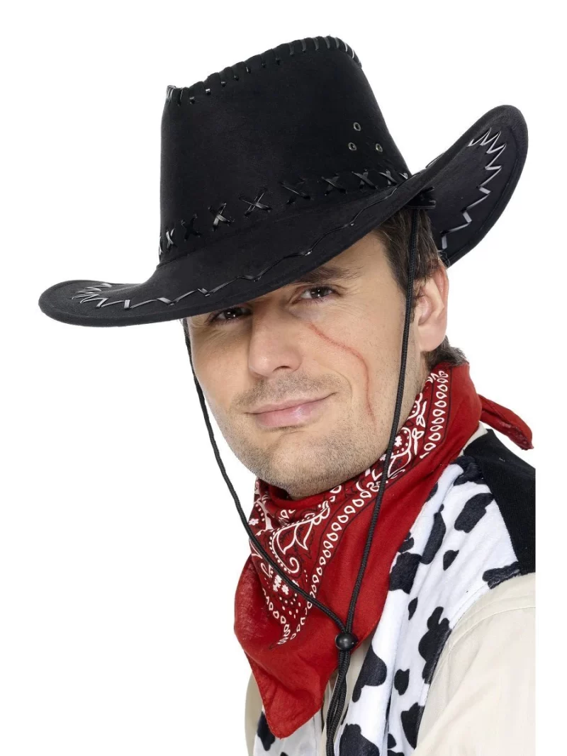 Black Suede Look Cowboy Hat