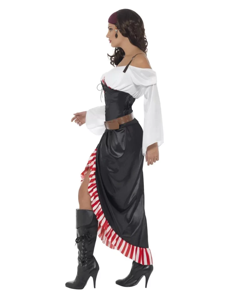 Sultry Pirate Skull Swashbuckler Ladies Fancy Dress Costume - Image 2