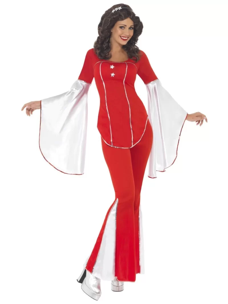 70s Super Trooper Red (Abba) Ladies Fancy Dress Costume