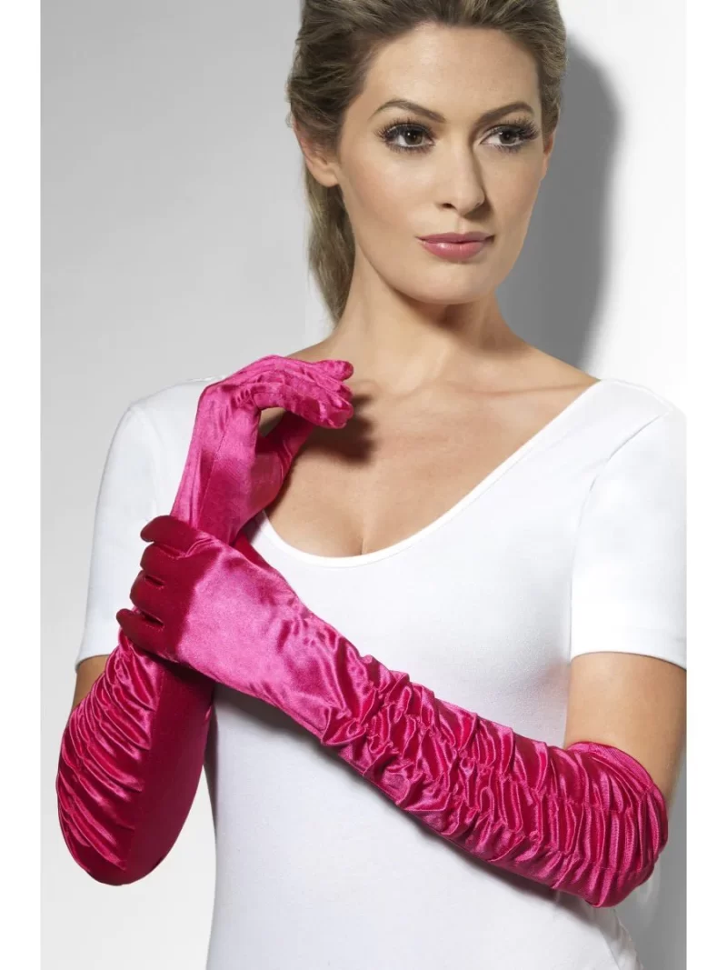 Long Hot Pink Temptress Gloves