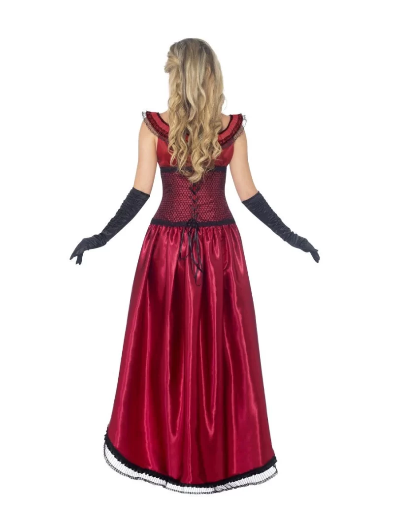 Authentic Western Burlesque Brothel Babe Burgundy Ladies Fancy Dress Costume - Image 3