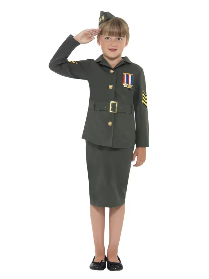 World War II Army Girl Children's Fancy Dress Costume - Image 2