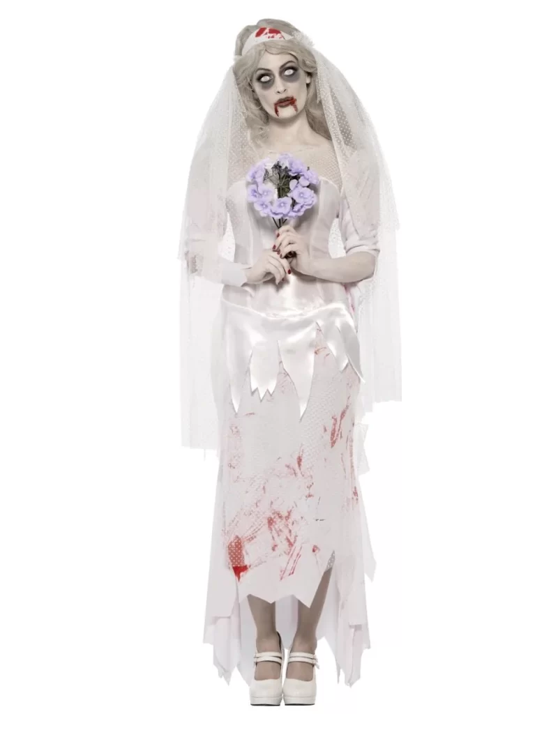 Till Death Do Us Part Zombie Bride Ladies Halloween Fancy Dress