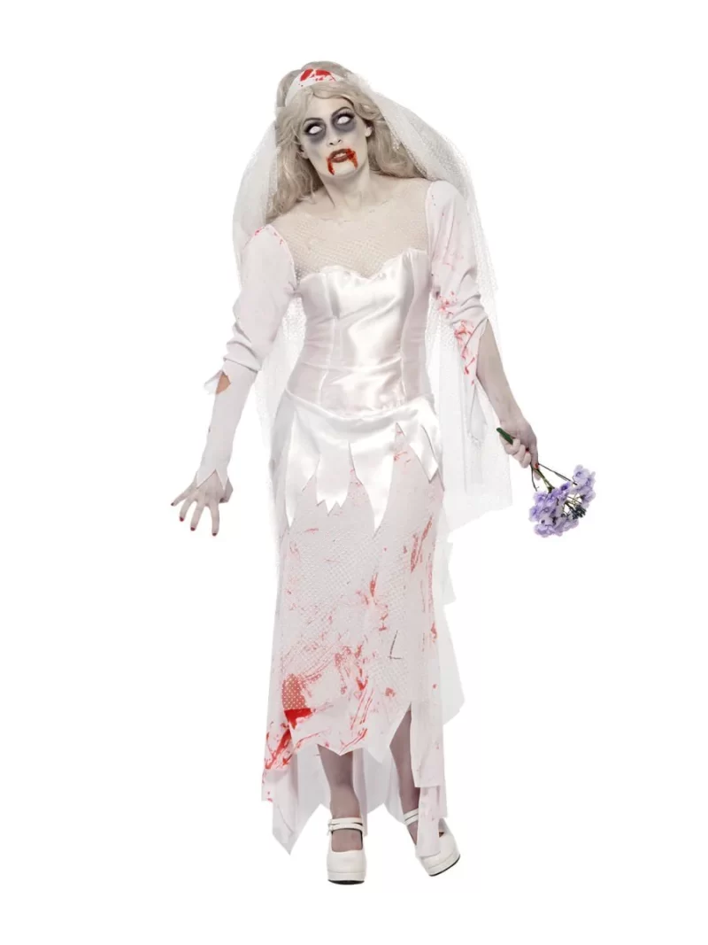 Till Death Do Us Part Zombie Bride Ladies Halloween Fancy Dress - Image 2