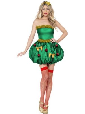 Fever Collection Festive Tree Christmas Ladies Fancy Dress Costume (DISC)