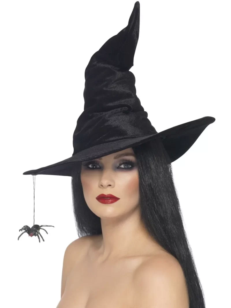 Black Velour Witch's Hat with Spider