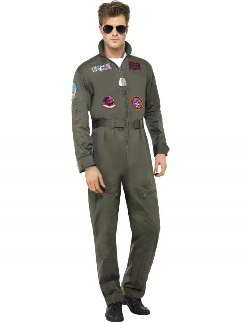 Top Gun Deluxe Jumpsuit Men's Fancy Dress Costume