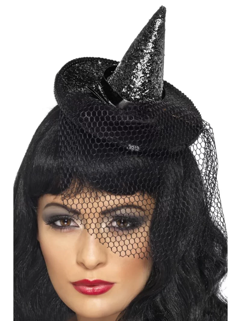 Mini Witches Hat Black on Headband