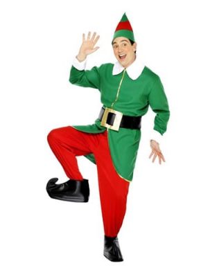 Deluxe Elf Mens Christmas Fancy Dress Costume