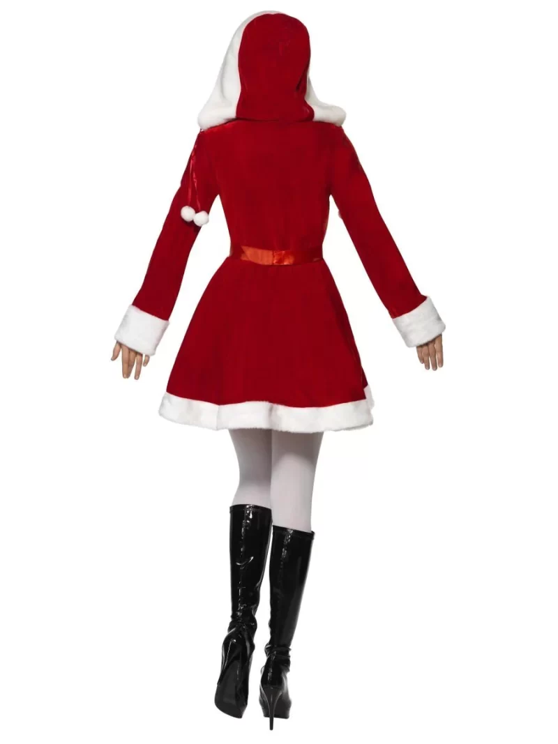 Miss Santa Hooded Ladies Christmas Fancy Dress Costume - Image 3