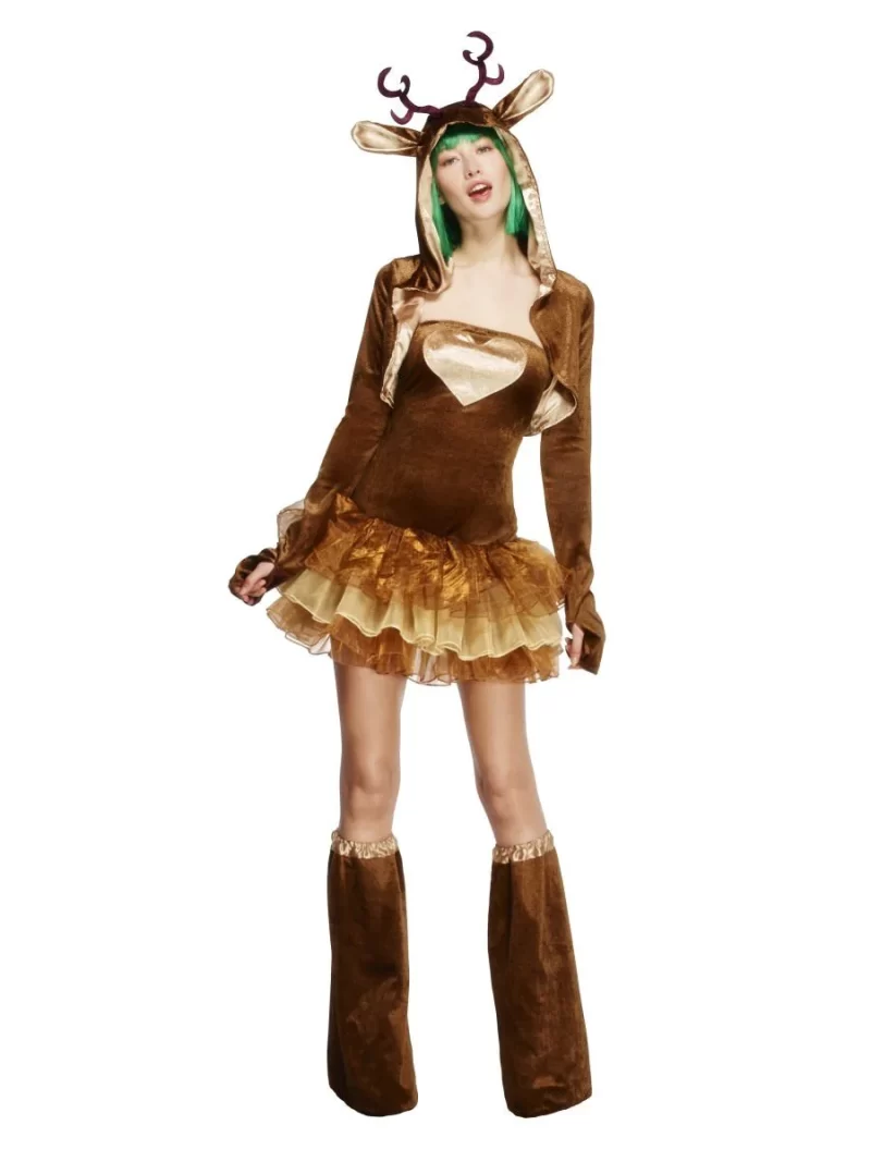 Fever Reindeer Christmas Ladies Fancy Dress Costume