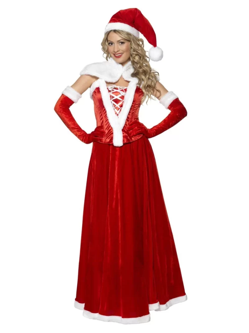 Mrs Santa Luxury Long Length Ladies Christmas Fancy Dress Costume - Image 2