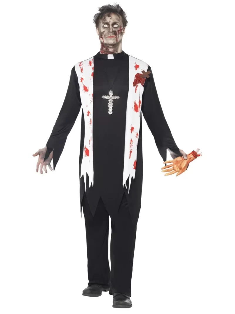 Zombie Alley Priest Men's Halloween Fancy Dress Costume