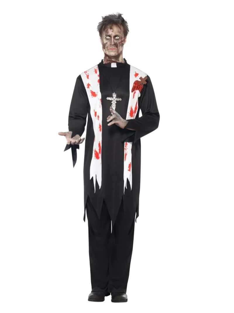 Zombie Alley Priest Men's Halloween Fancy Dress Costume - Image 2