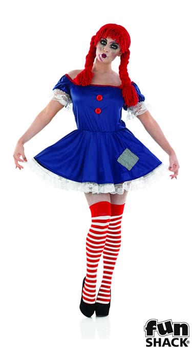 Scary Rag Doll Ladies Halloween Fancy Dress Costume