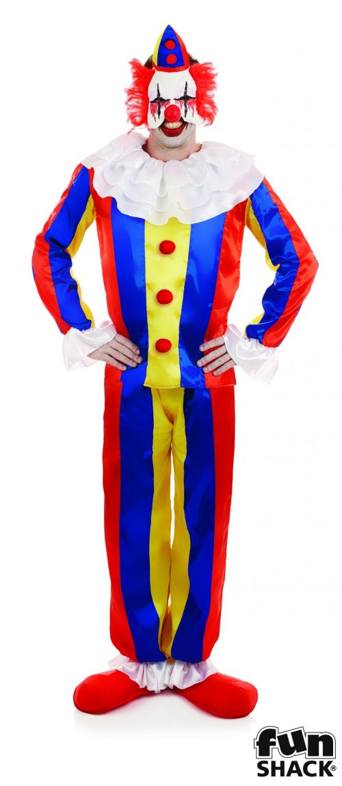 Scary Circus Clown Men's Halloween Fancy Dress Costume