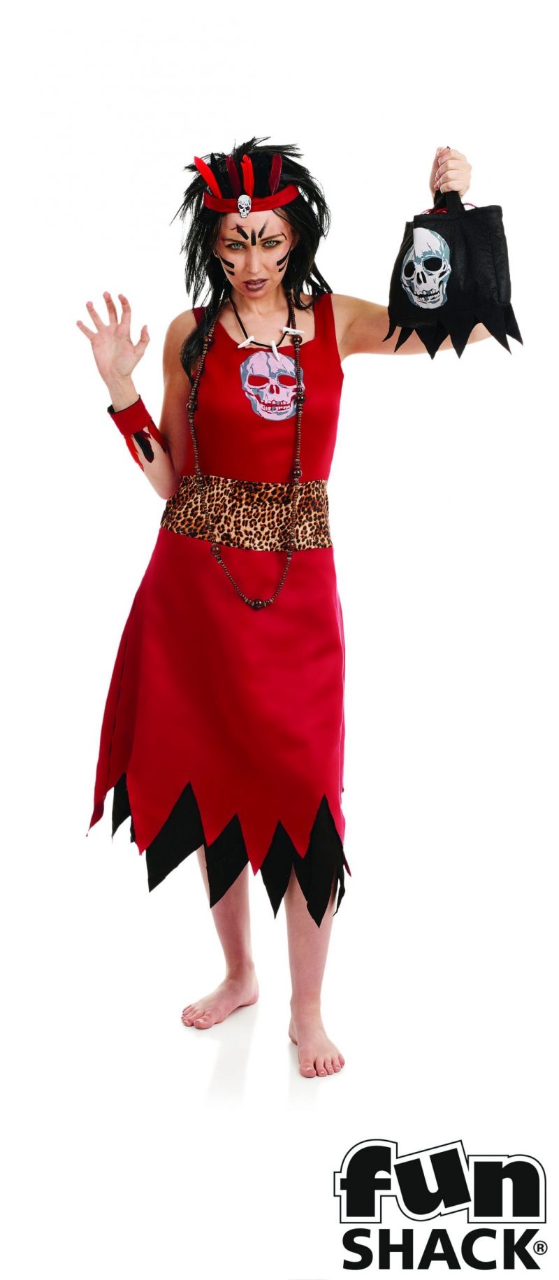 Voodoo Witch Doctoress Ladies Halloween Fancy Dress Costume