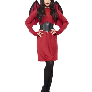 chinese dress ladies WOMENS RED DEVIL COSTUME, FANCY DRESS, FISHNET DRESS main image 0