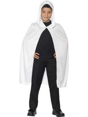 Whiite Hooded Unisex Cape Children's Halloween Fancy Dress