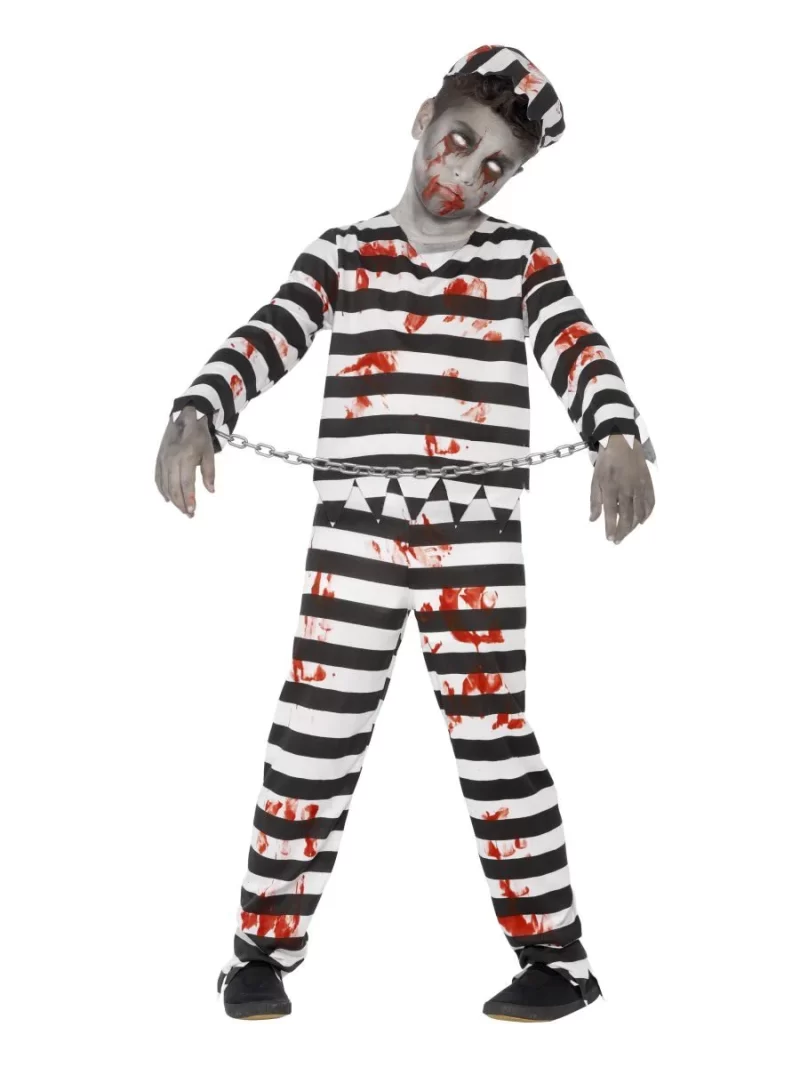 Zombie Convict Boy Children's Halloween Fancy Dress Costume