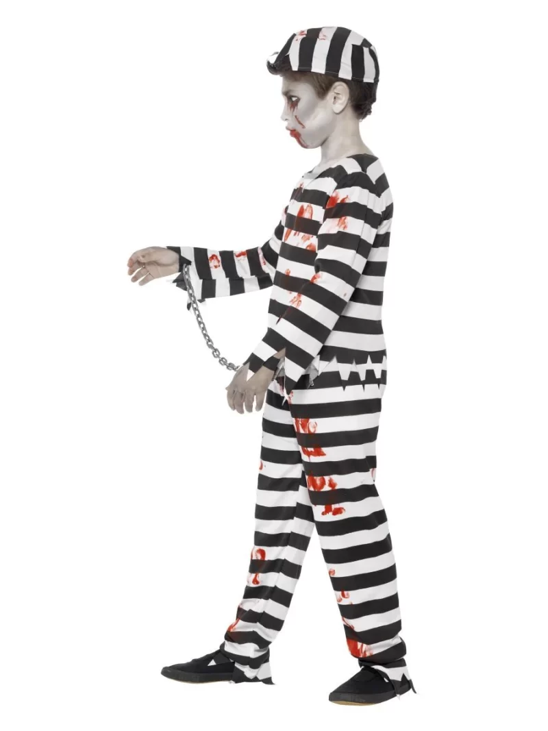 Zombie Convict Boy Children's Halloween Fancy Dress Costume - Image 2