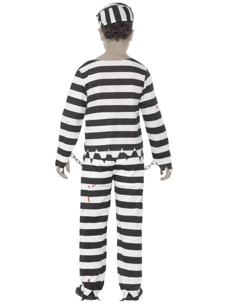 Zombie Convict Boy Children's Halloween Fancy Dress Costume - Image 3