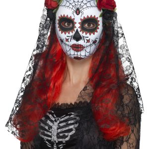 Day of the Dead Senorita Mask White Full Faced