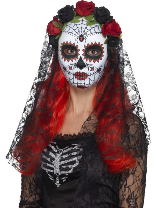 Day of the Dead Senorita Mask White Full Faced