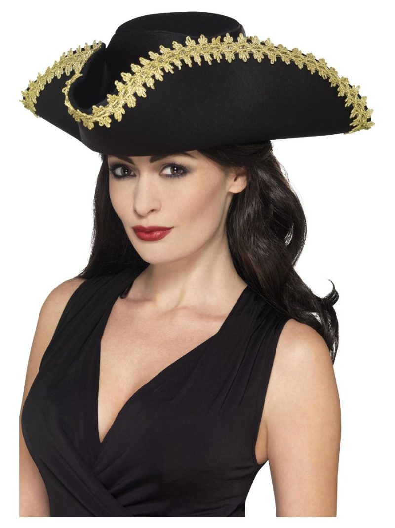 Pirate Tricorn Hat Black - Image 2