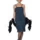 Teal Green Fringed Flapper Long Ladies Fancy Dress Costume