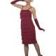 Burgundy Red Fringed Flapper Long Ladies Fancy Dress Costume